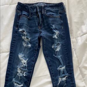 dark ripped american eagle jeans size 4
